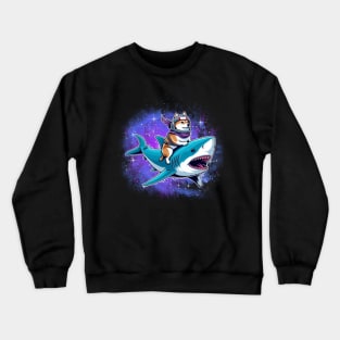 Corgi Riding Shark Jaw some Dog Lover Gifts Space Galaxy Crewneck Sweatshirt